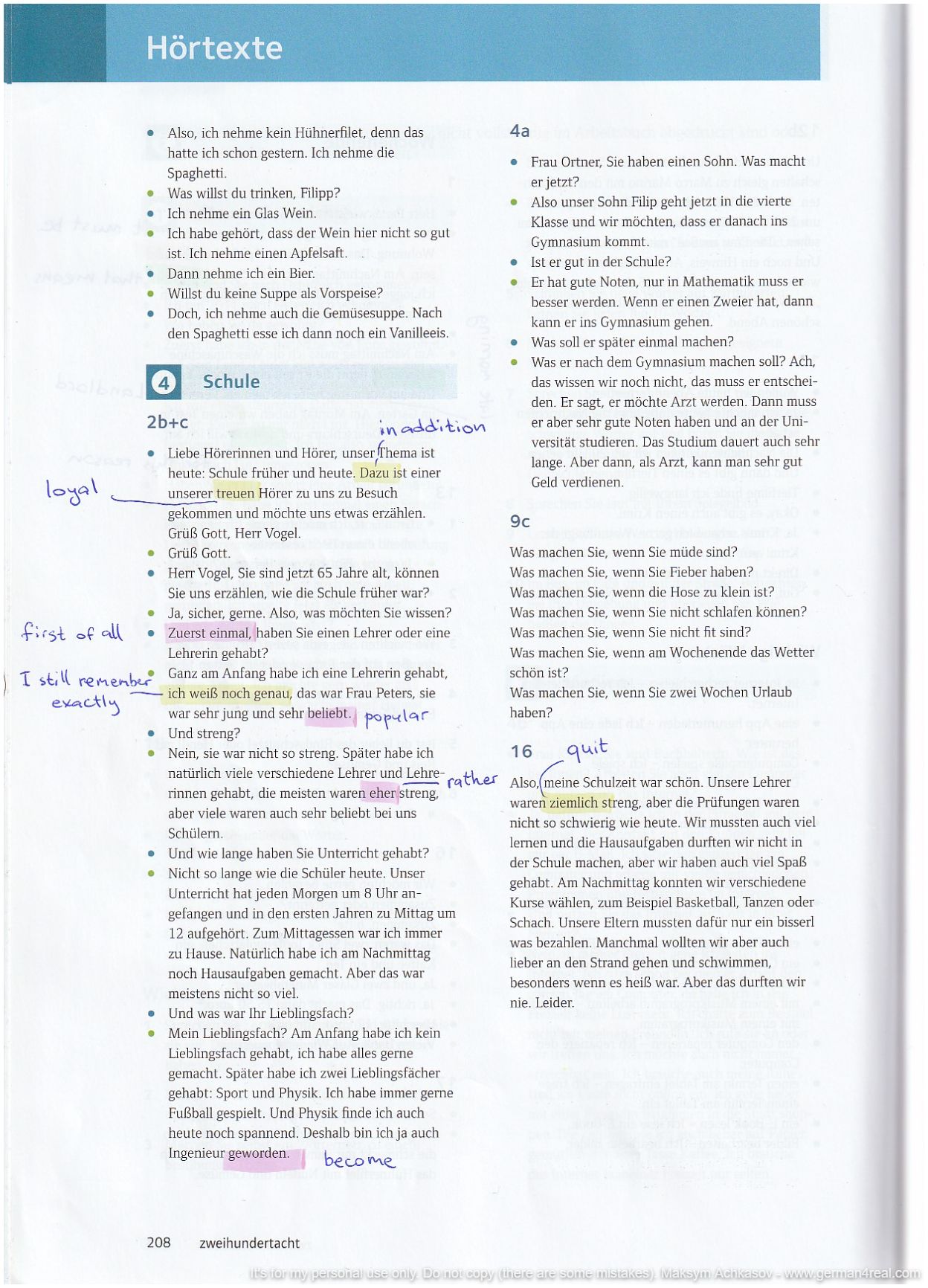 Pluspunkt A2 (Kursbuch) -  page 208