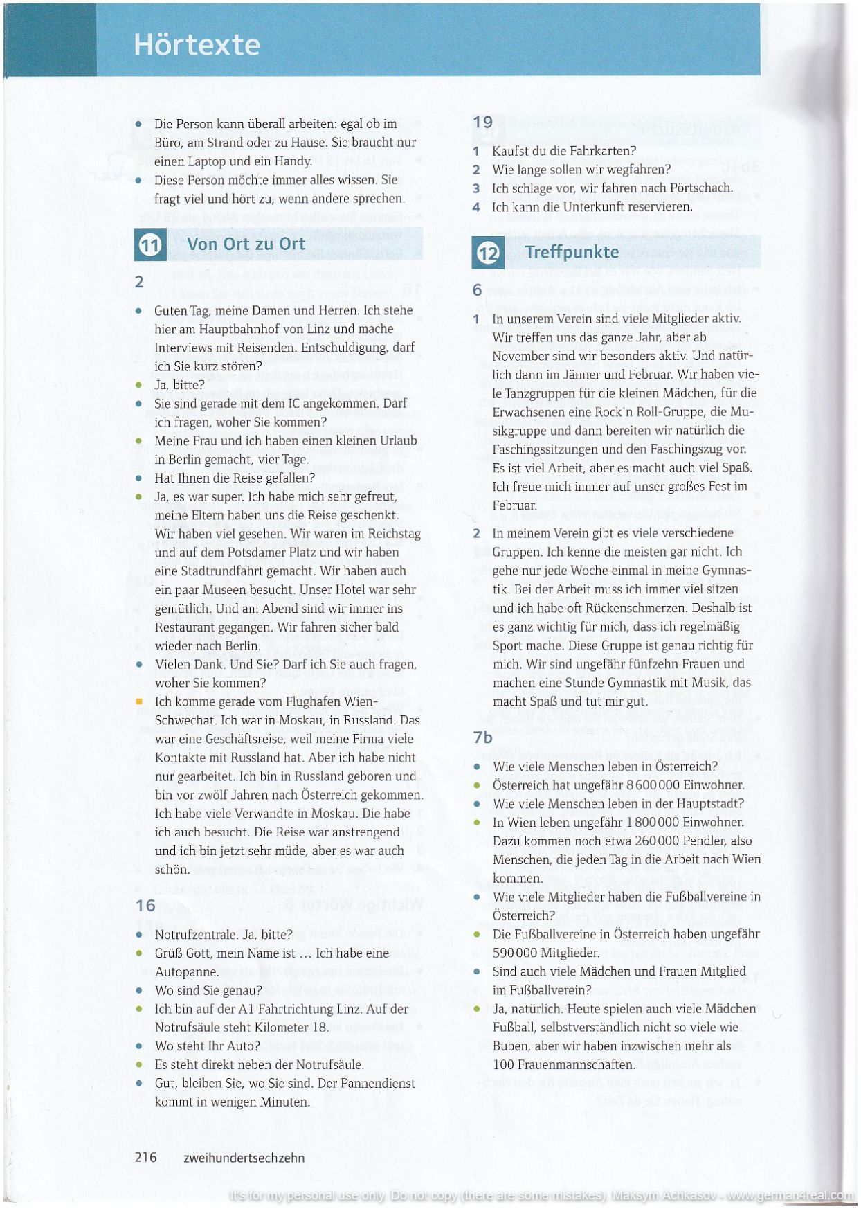 Pluspunkt A2 (Kursbuch) -  page 216