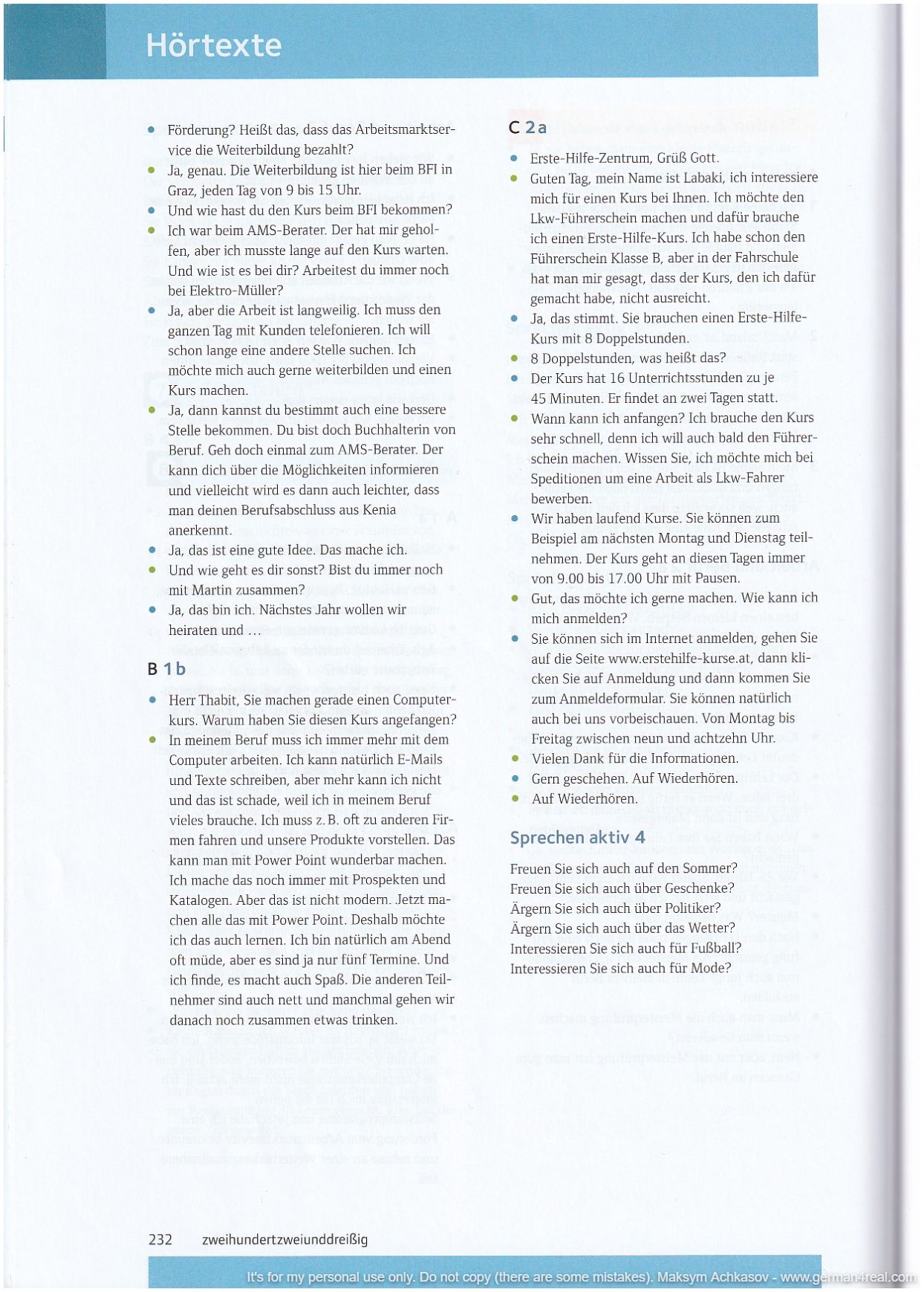 Pluspunkt A2 (Kursbuch) -  page 232